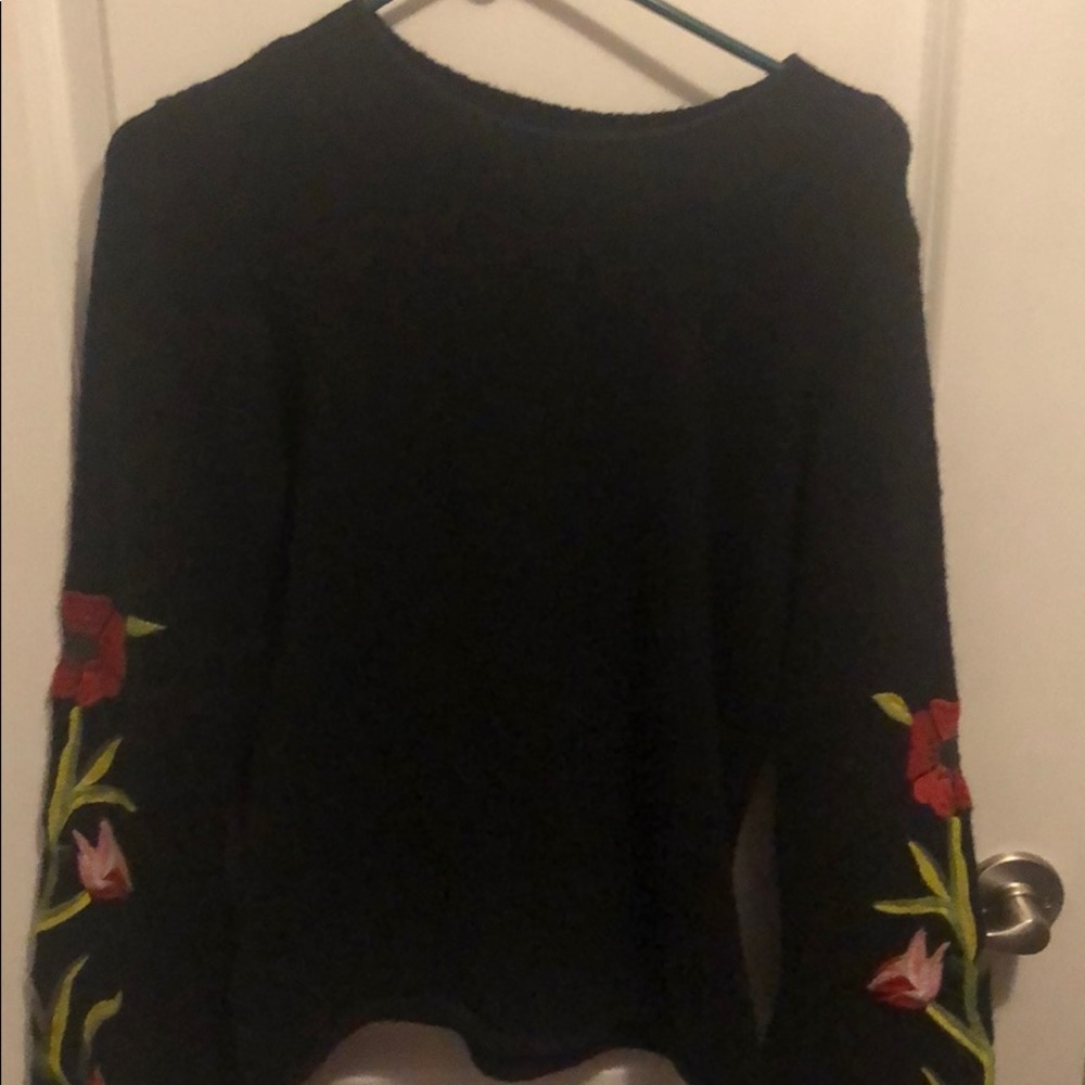 Black Sweater with Rose sleeves